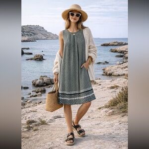 🄷&🄼 Pattern Tank Dress with back tie